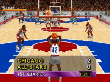 Magic Johnson to Kareem Abdul-Jabbar no Slam n Jam 96 (JP) screen shot game playing